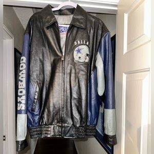 Dallas Cowboys Leather Jacket. Black,Silver and Blue